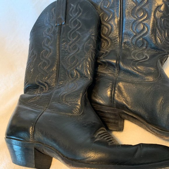 CLASSIC BLACK J CHISOLM COWBOY BOOTS - Picture 2 of 3
